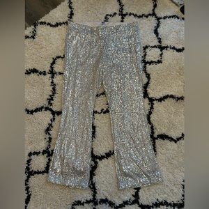 Silver Sequin Flare Pants